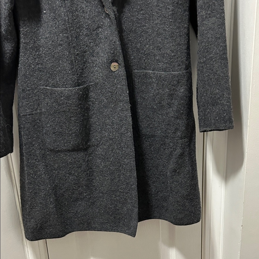 Charcoal Women's Long Blazer - Picture 3 of 4